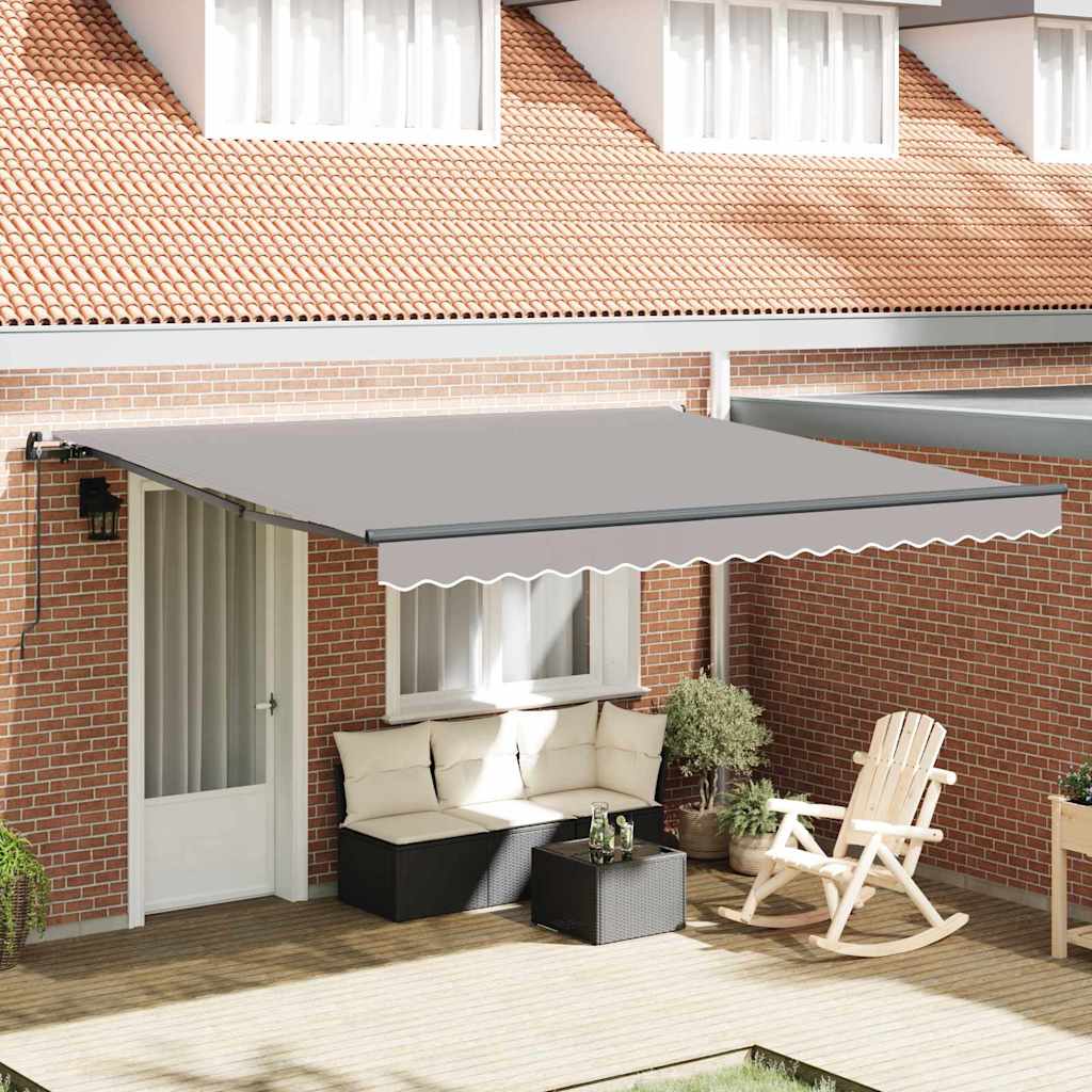 Einziehbare Markise Hellgrau 400 x 300 cm Polyester und Stahl
