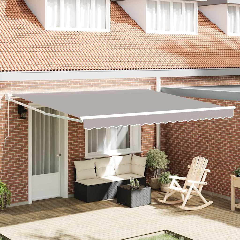 Einziehbare Markise Hellgrau 400 × 300 cm Polyester und Metall