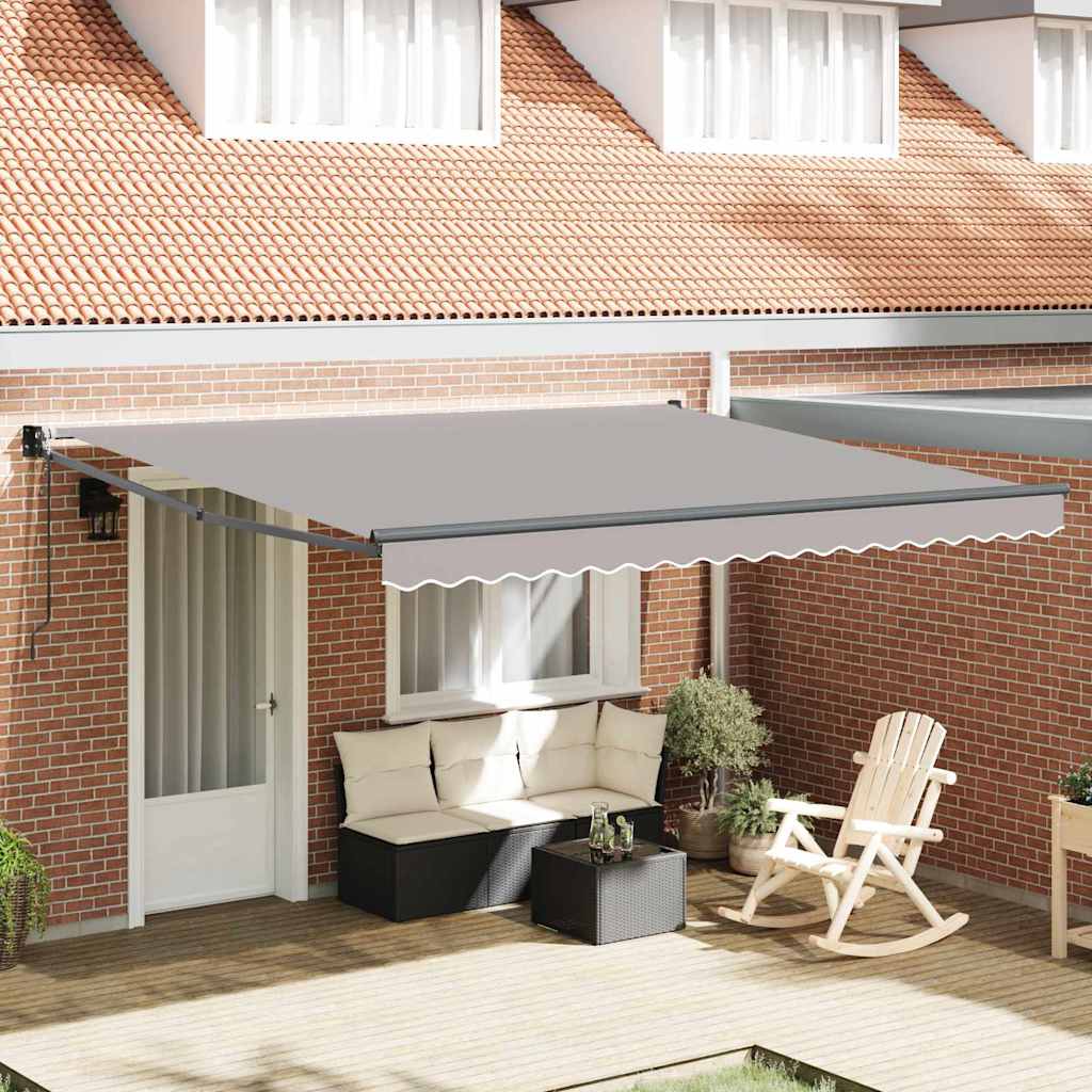 Einziehbare Markise Hellgrau 400 × 300 cm Polyester und Metall