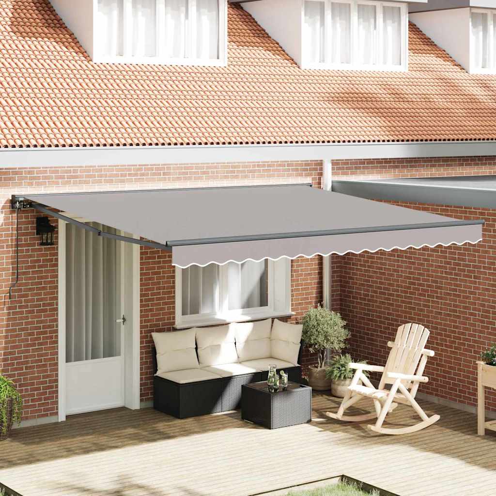 Einziehbare Markise Hellgrau 400 x 300 cm Polyester und Metall