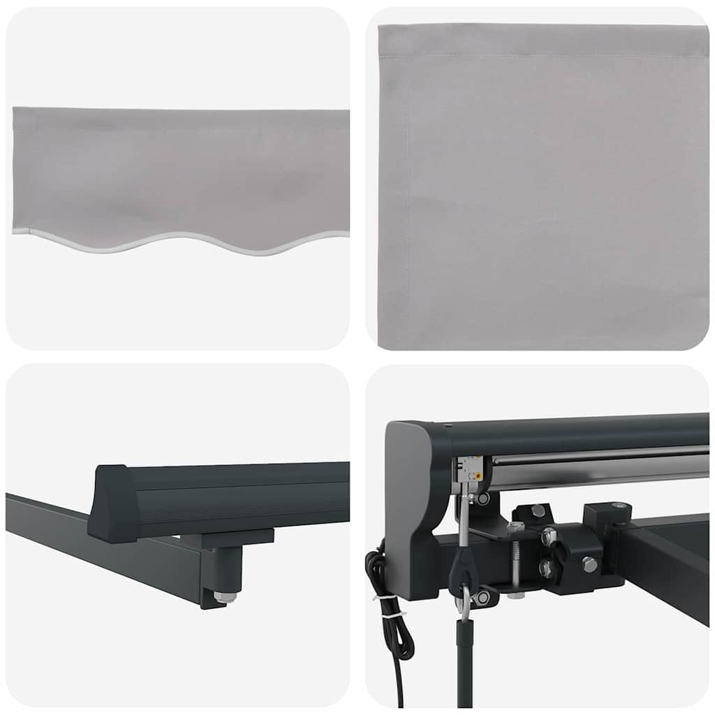 Einziehbare Markise Hellgrau 400 x 300 cm Polyester und Metall
