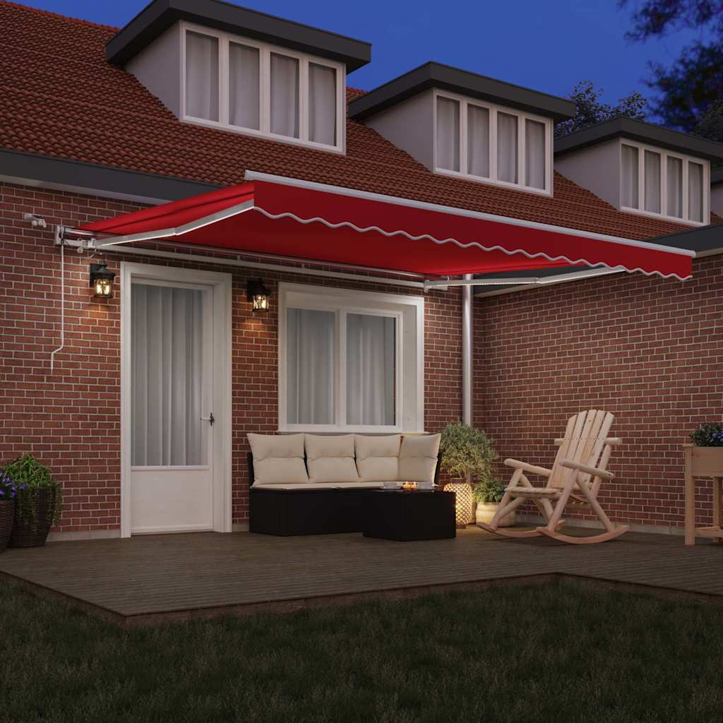 Einziehbare Markise Rot 400 x 300 cm Polyester und Metall