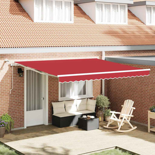 Einziehbare Markise Rot 400 x 300 cm Polyester und Metall