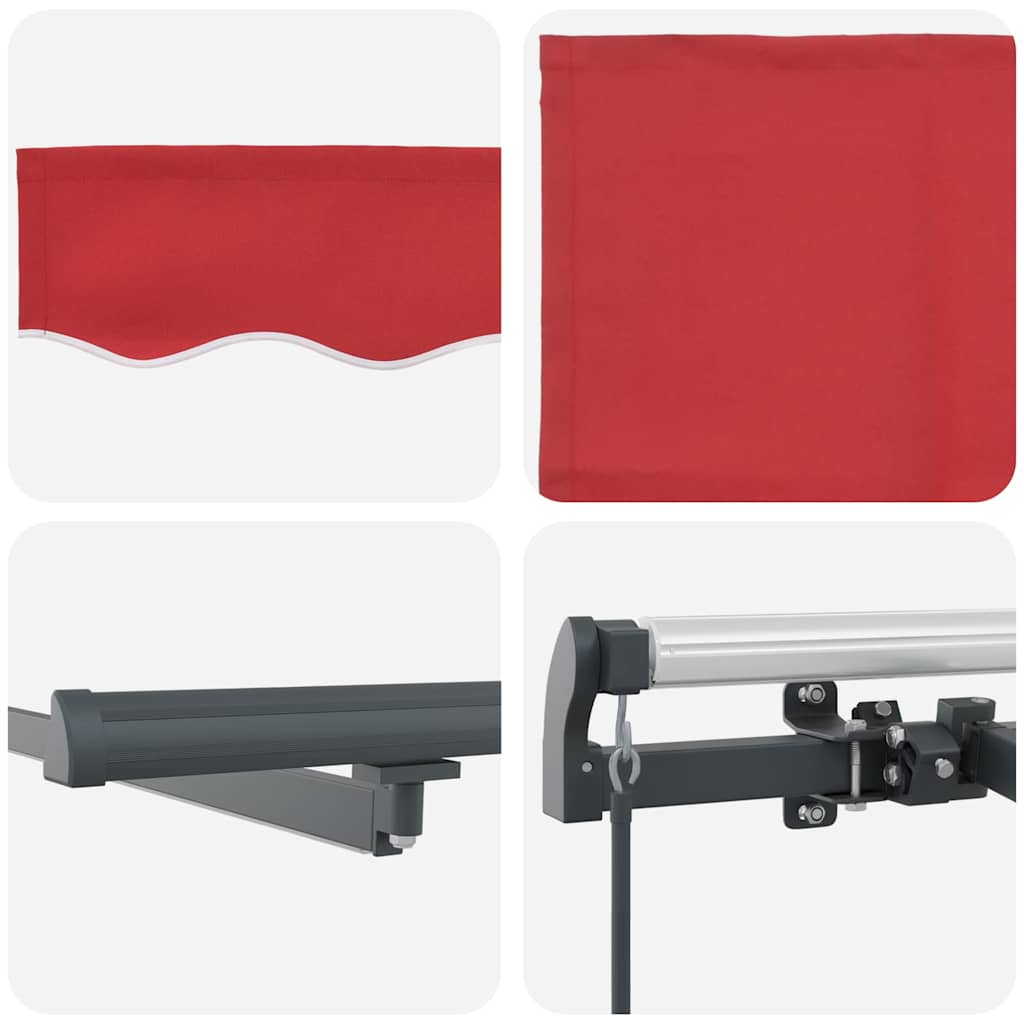 Einziehbare Markise mit LED-Lichtleisten Rot 400 x 300 cm Stoff
