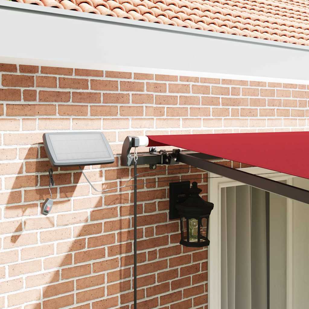 Einziehbare Markise mit LED-Lichtleisten Rot 400 x 300 cm Stoff