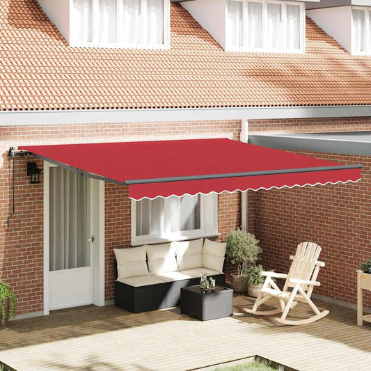 Einziehbare Markise Rot 400 x 300 cm Stoff und Aluminium