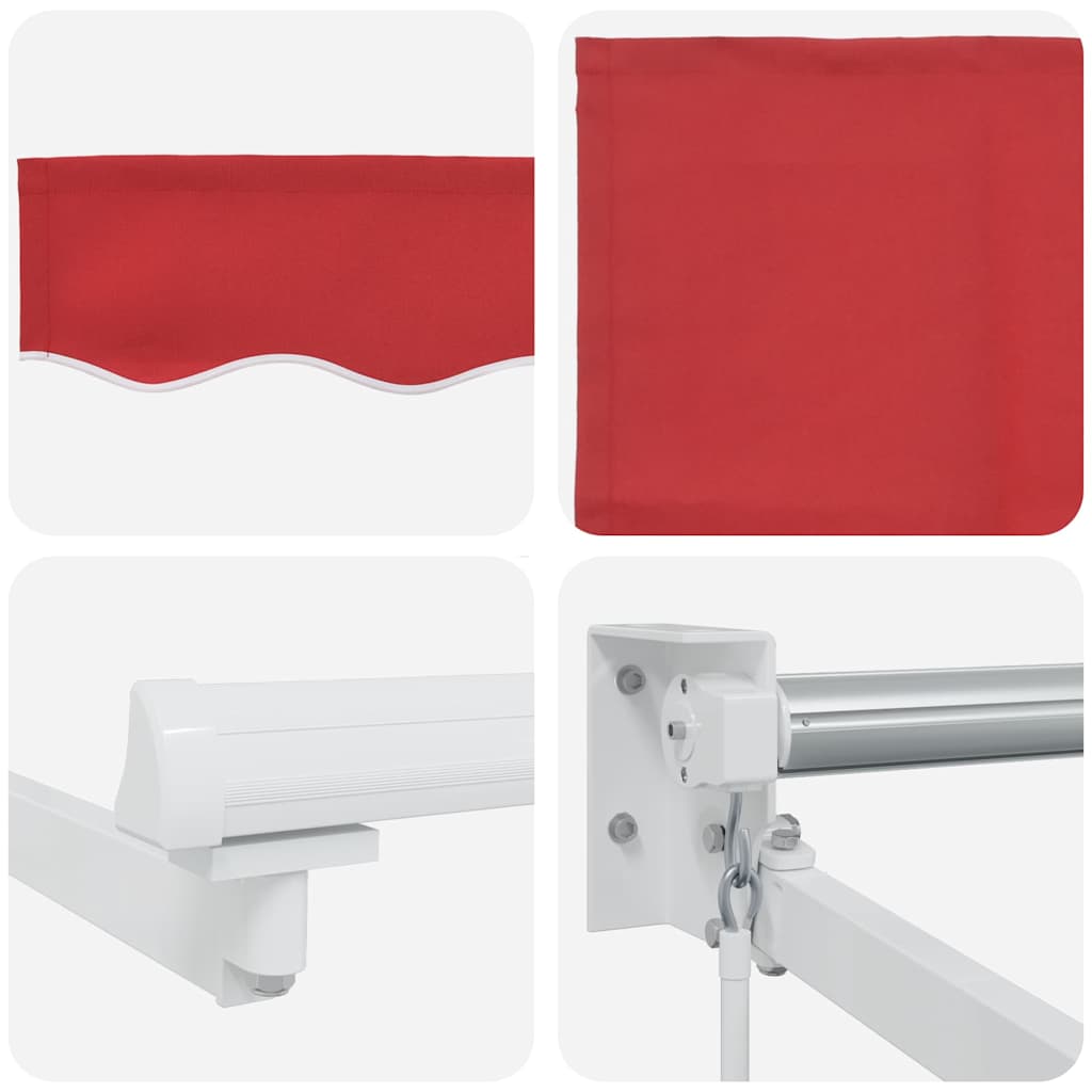 Einziehbare Markise Rot 400 × 300 cm Polyester und Metall