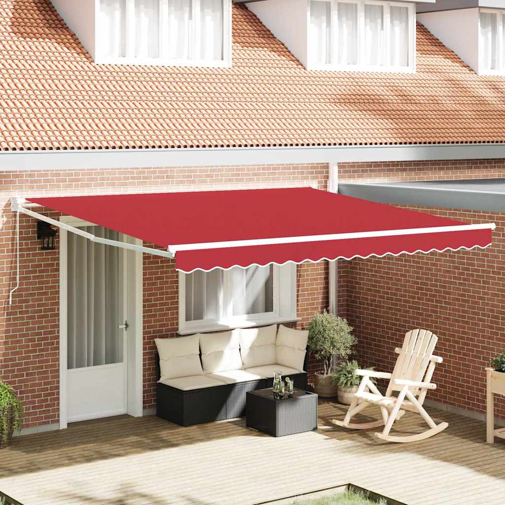 Einziehbare Markise Rot 400 × 300 cm Polyester und Metall