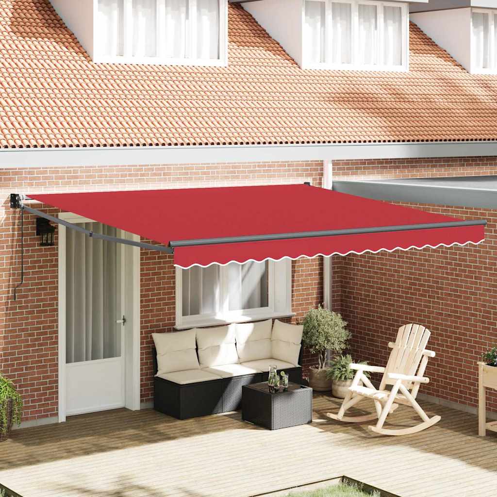Einziehbare Markise Rot 400 × 300 cm Polyester und Metall