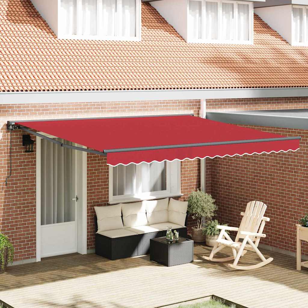 Einziehbare Markise Rot 400 x 300 cm Polyester und Metall