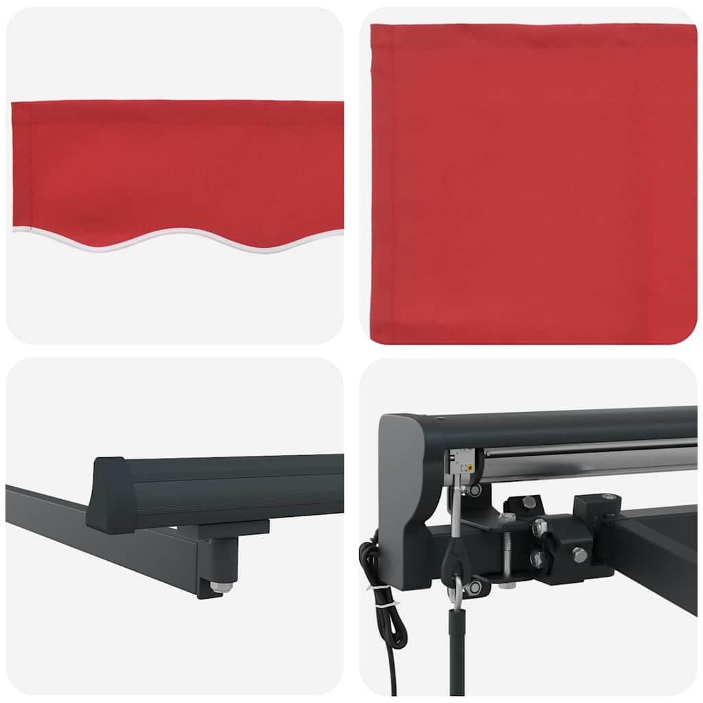 Einziehbare Markise Rot 400 x 300 cm Polyester und Metall