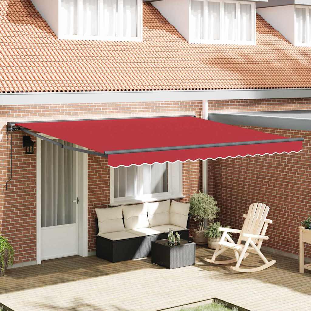 Einziehbare Markise Rot 400 x 300 cm Polyester und Metall