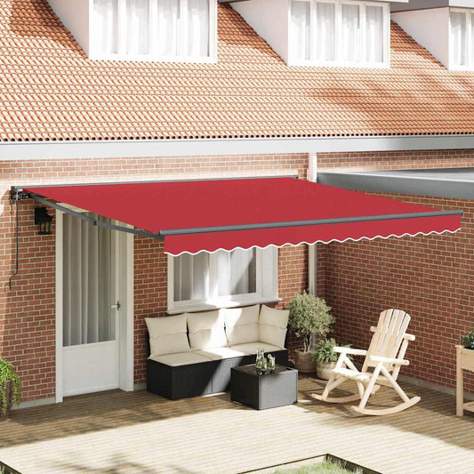 Einziehbare Markise Rot 400 x 300 cm Polyester und Metall