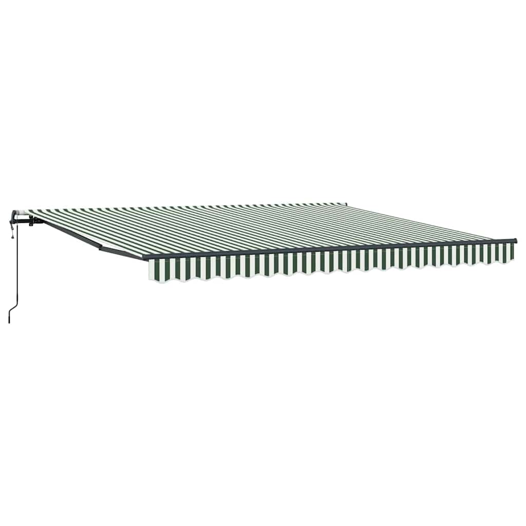 Einziehbare Markise Grün und Weiß 400 x 300 cm Stoff