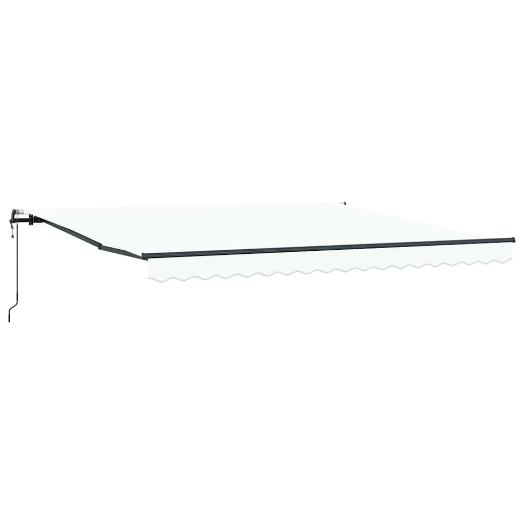 Einziehbare Markise Weiß 400 x 350 cm Stoff und Aluminium