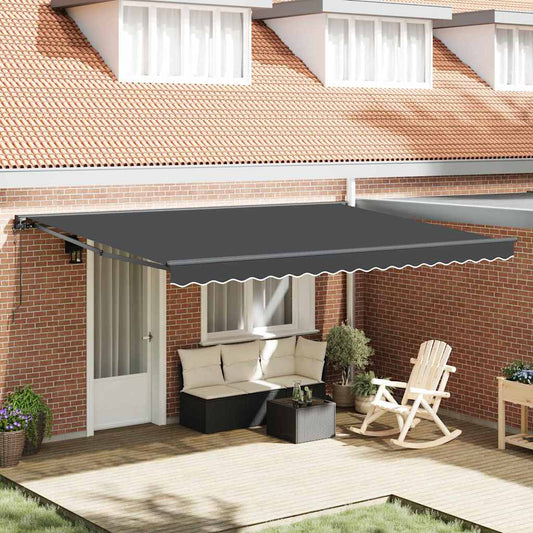 Einziehbare Markise Anthrazit 450 x 300 cm Polyester und Metall