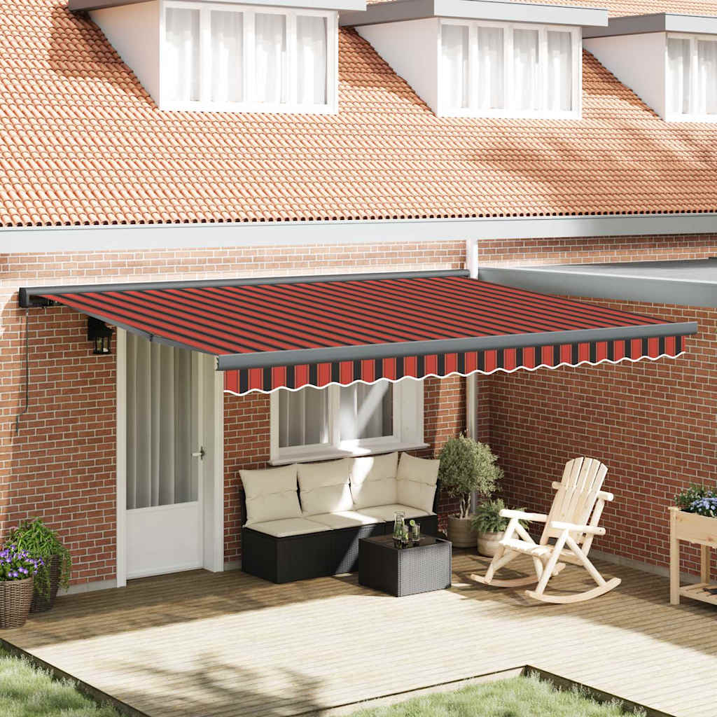 Einziehbare Markise Rot und Schwarz 450 x 300 cm