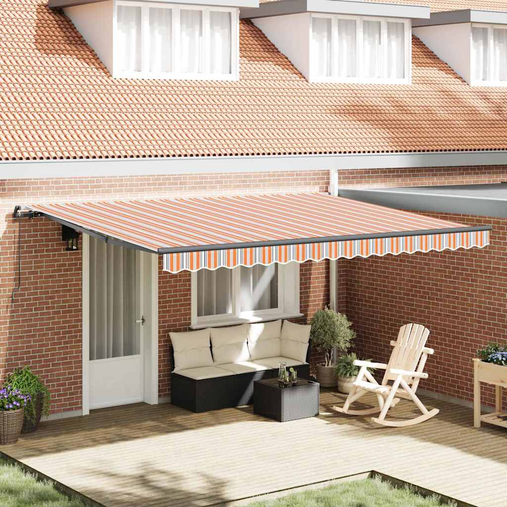 Einziehbare Markise Mehrfarbig 450 x 300 cm Polyester und Stahl