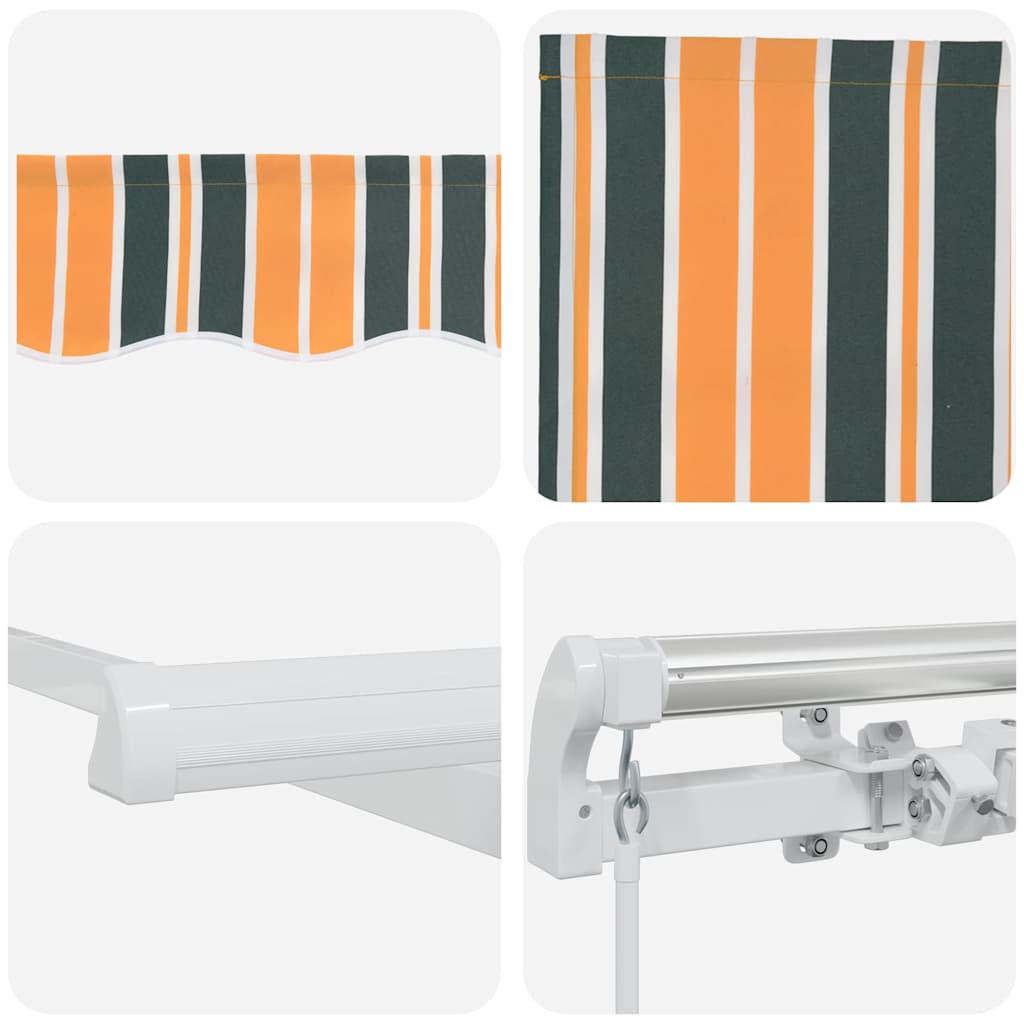 Markise Gestreift Grün und Gelb 4,5 × 3 m Polyester und Metall