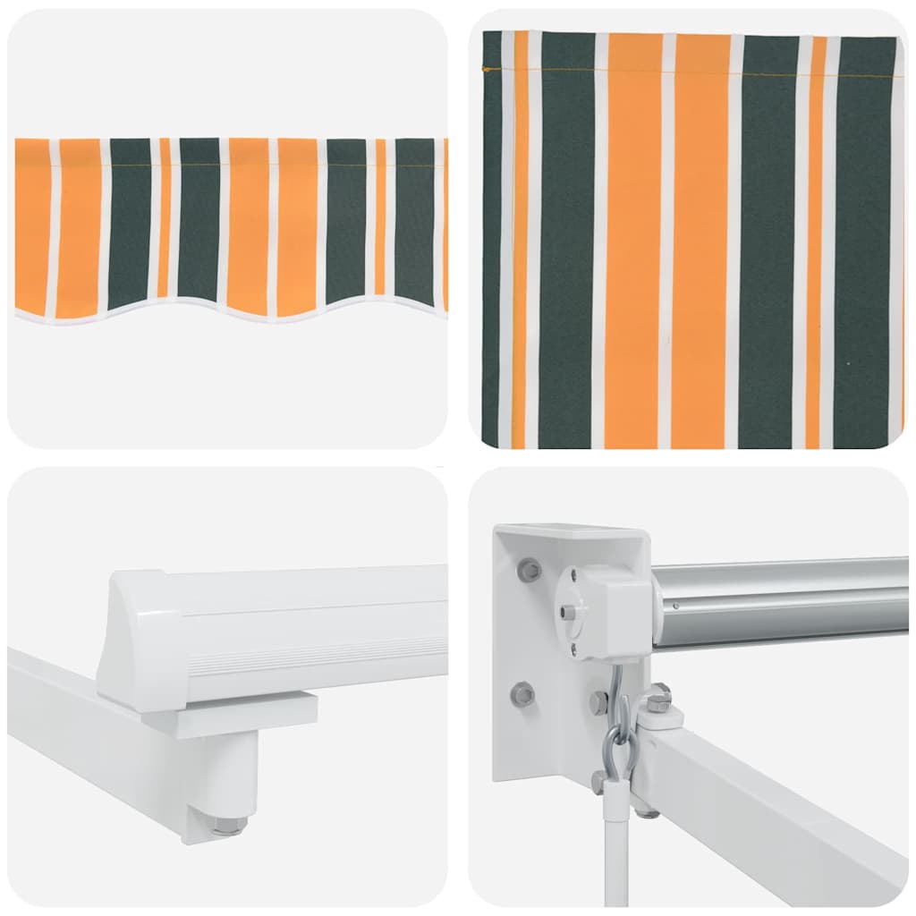 Markise Gestreift Grün und Gelb 4,5 × 3 m Polyester und Metall