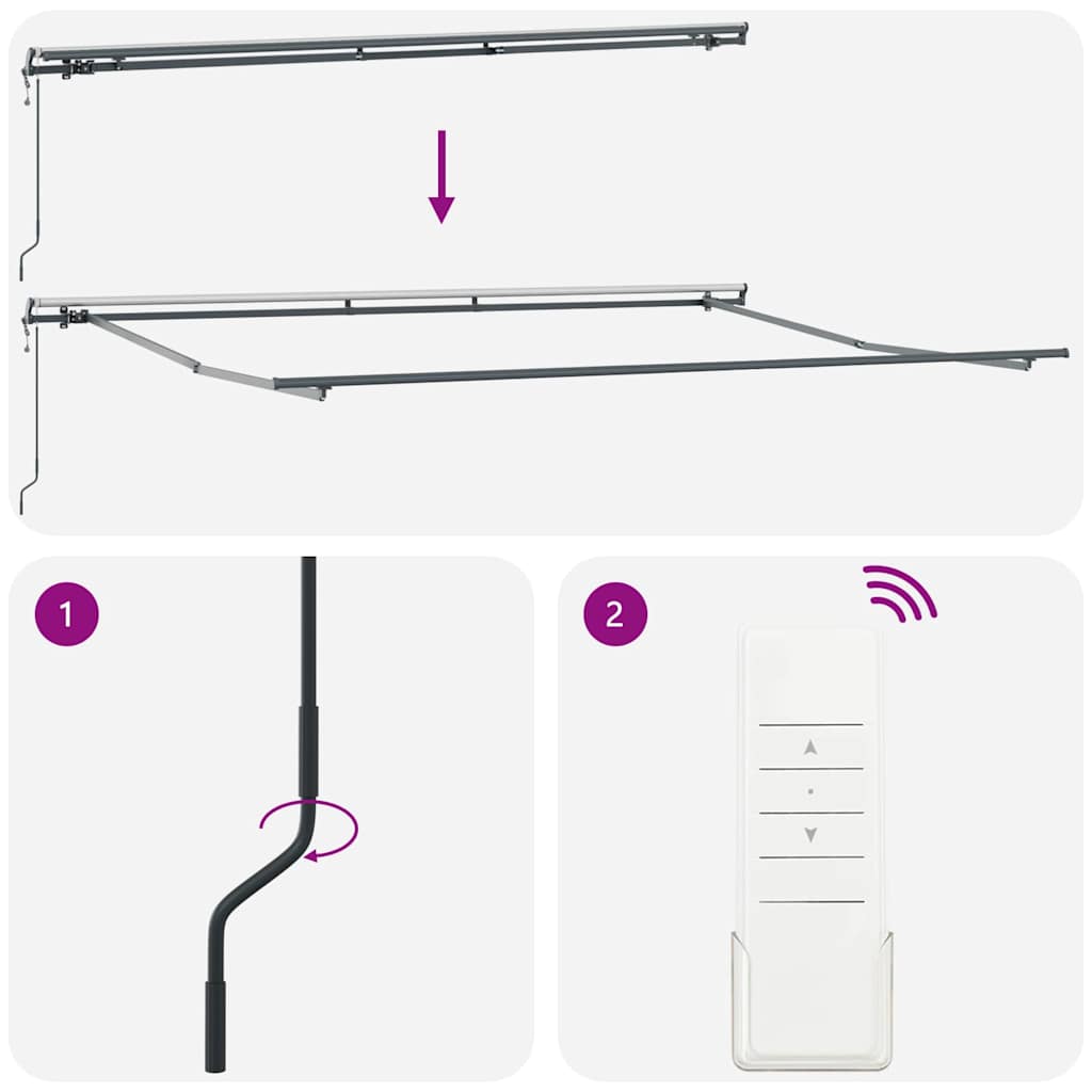 Einziehbare Markise Rot und Weiß 450 x 350 cm