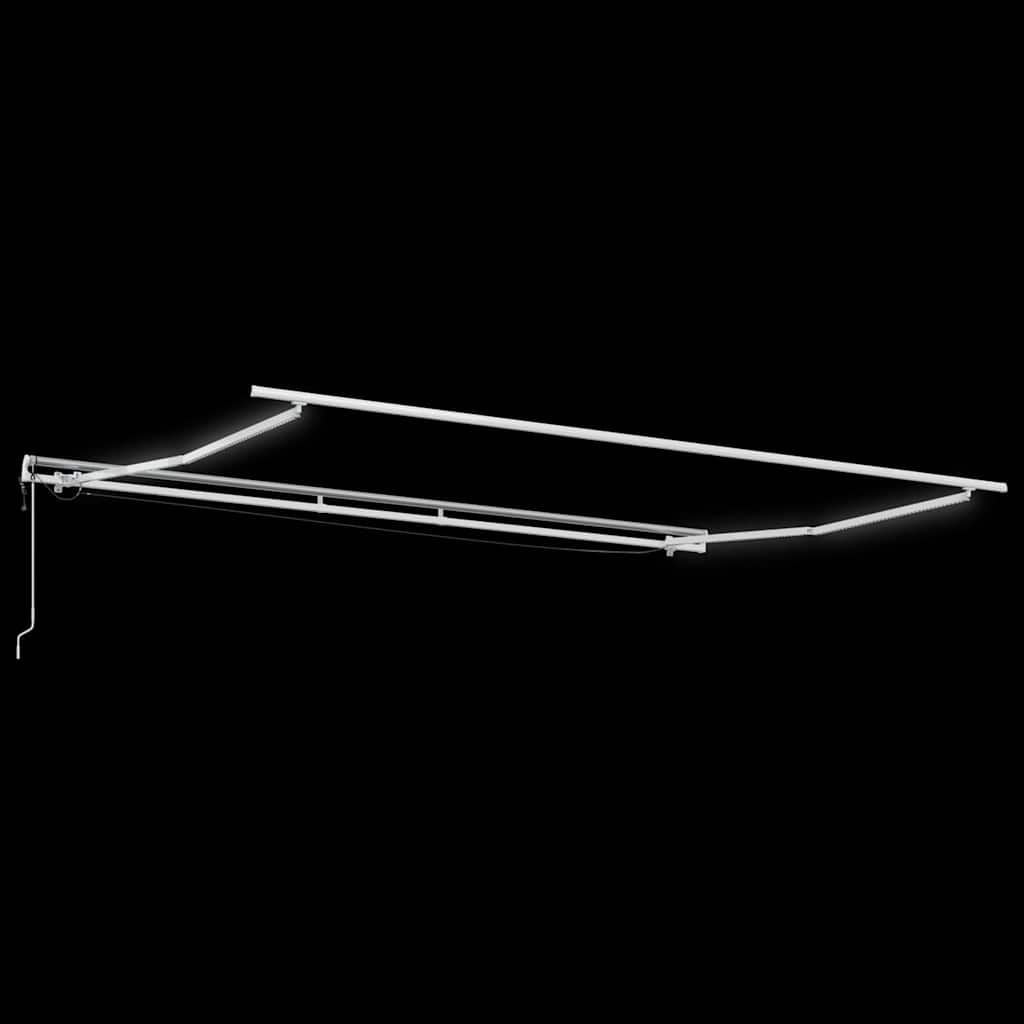Einziehbare Markise Weiß 450 x 350 cm Stoff und Metall