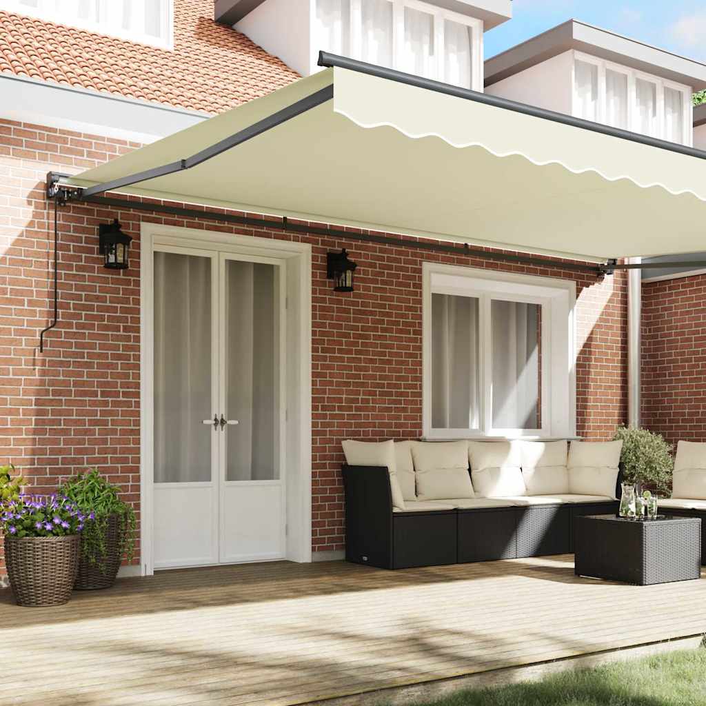 Einziehbare Markise Creme 500 x 300 cm Polyester und Metall