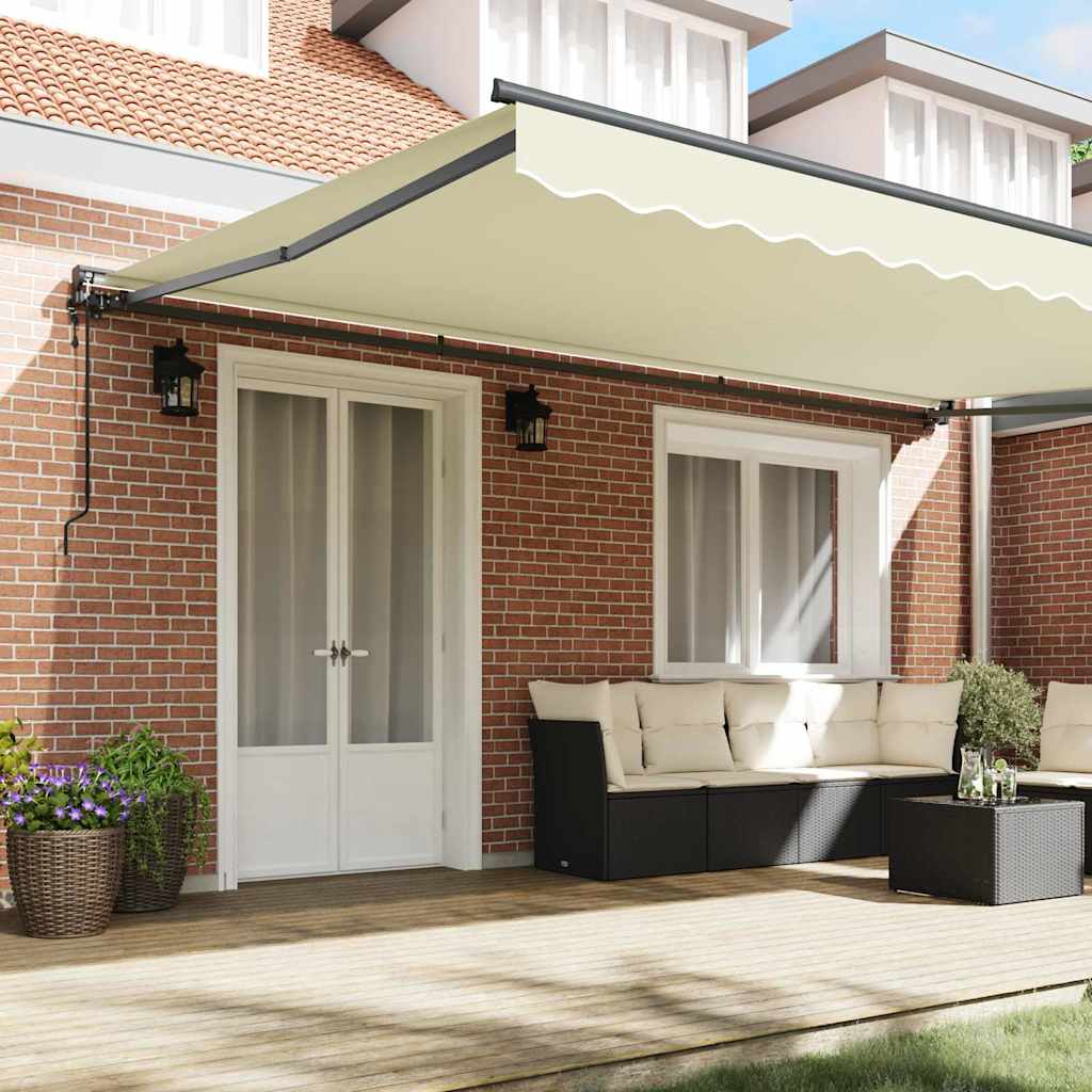 Einziehbare Markise Creme 500 x 300 cm Polyester und Metall