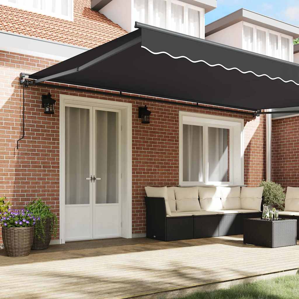 Einziehbare Markise Anthrazit 500 x 300 cm Polyester und Metall