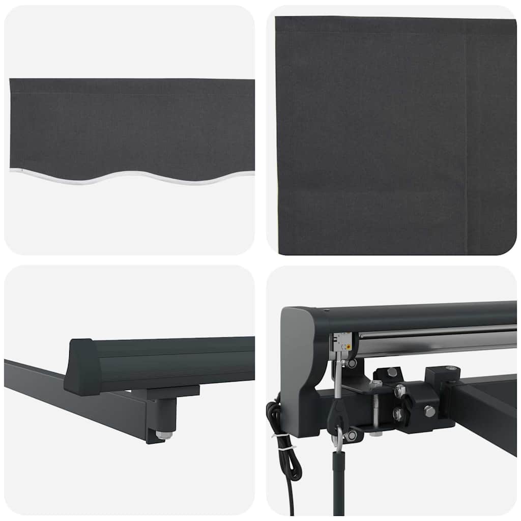 Einziehbare Markise Anthrazit 500 x 300 cm Polyester und Metall