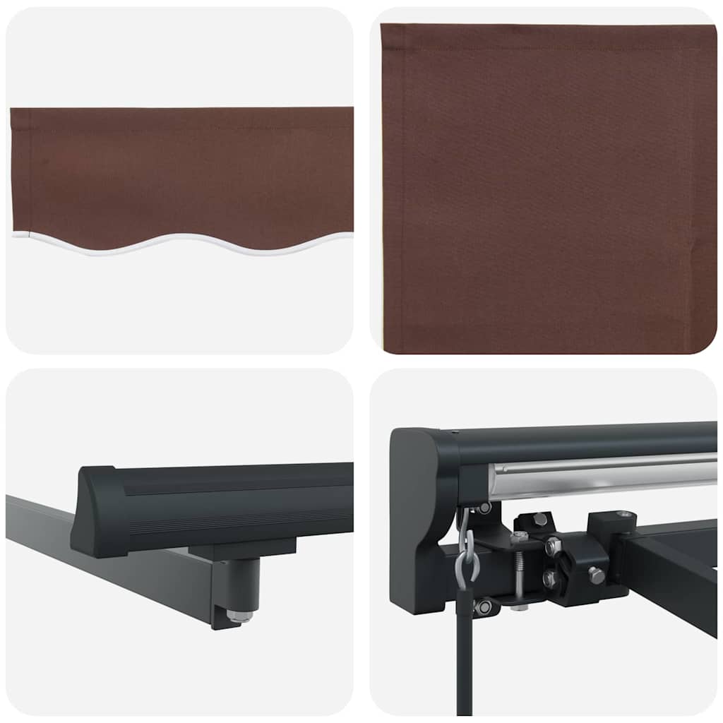 Einziehbare Markise Braun 500 x 300 cm Polyester und Metall