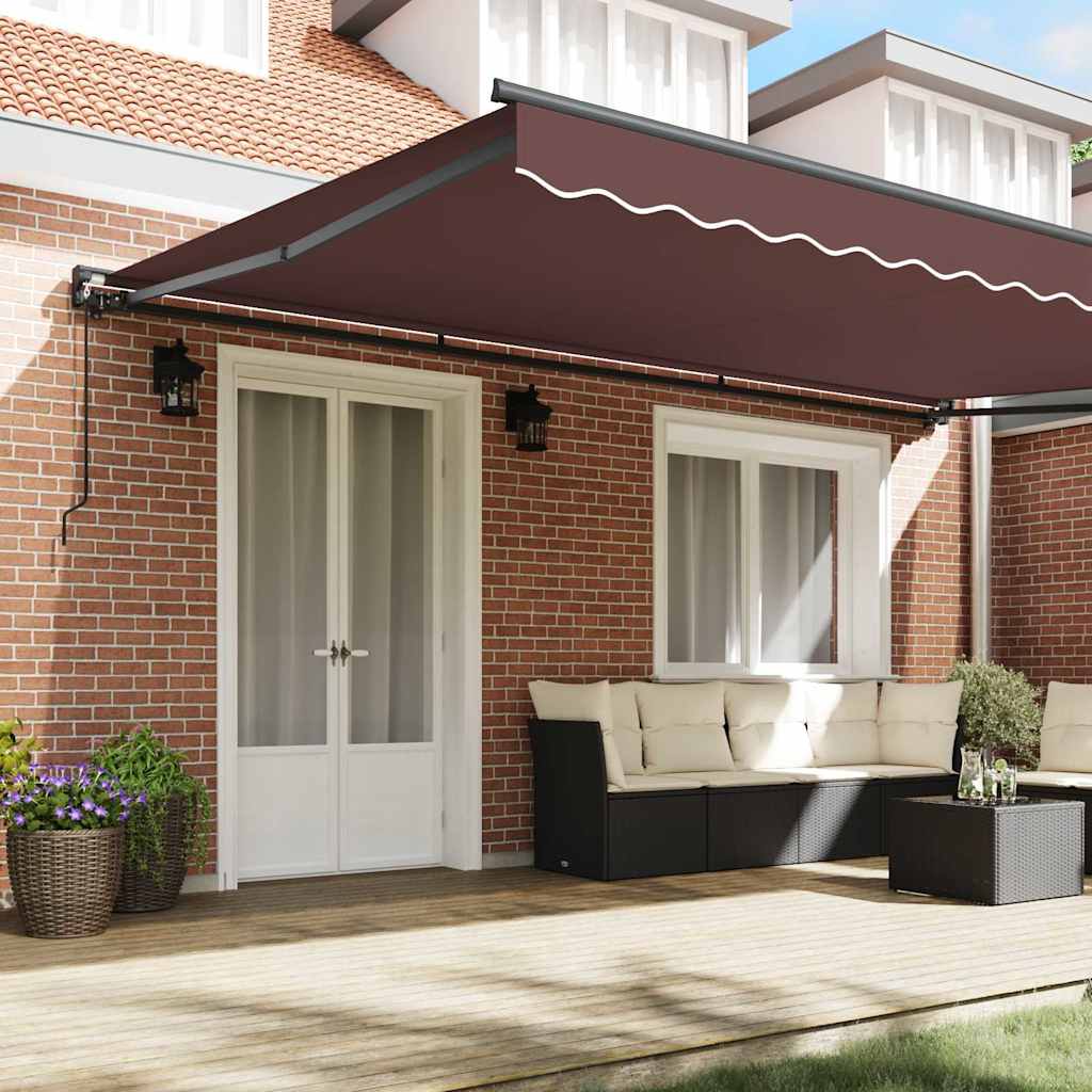 Einziehbare Markise Braun 500 x 300 cm Polyester und Metall