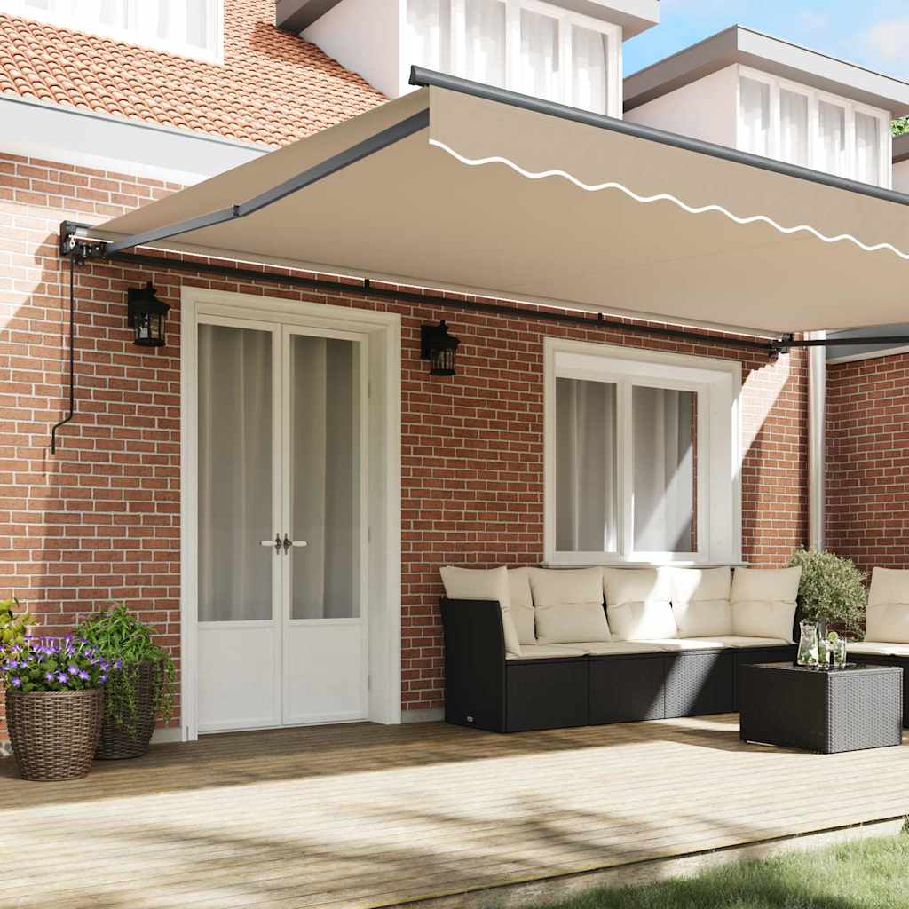 Einziehbare Markise Beige 500 x 300 cm Polyester und Metall