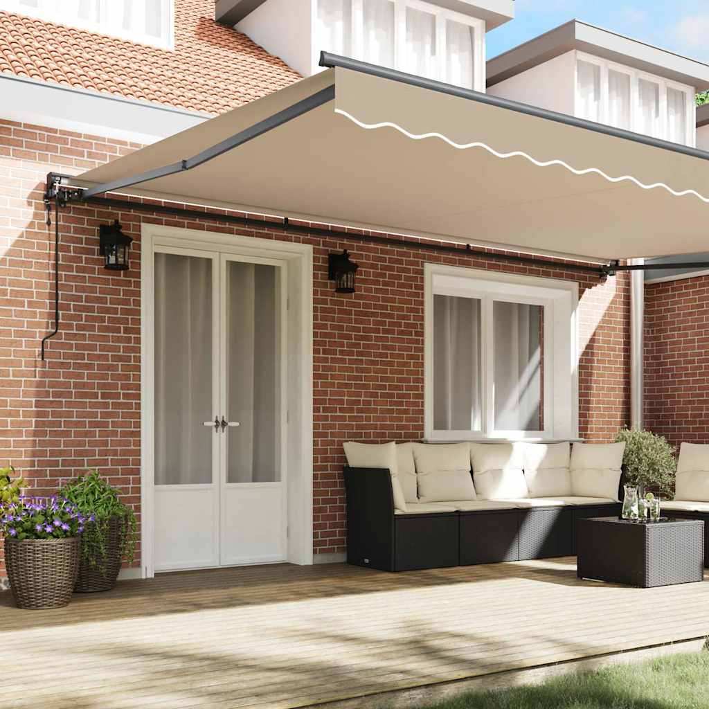 Einziehbare Markise Beige 500 x 300 cm Polyester und Metall