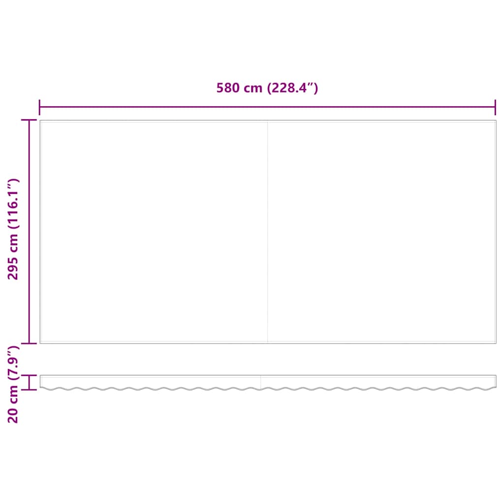 Einziehbare Markise Mehrfarbig 600 x 300 cm Stoff und Aluminium