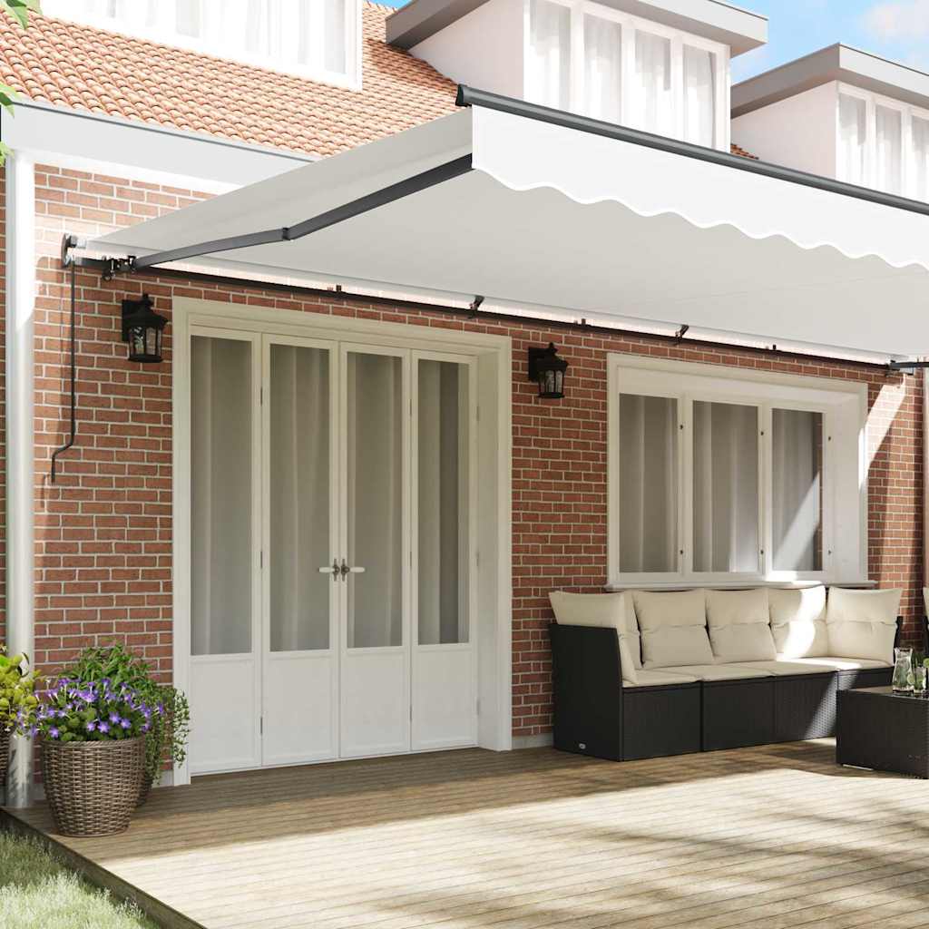 Einziehbare Markise Weiß 600 x 300 cm Polyester und Stahl