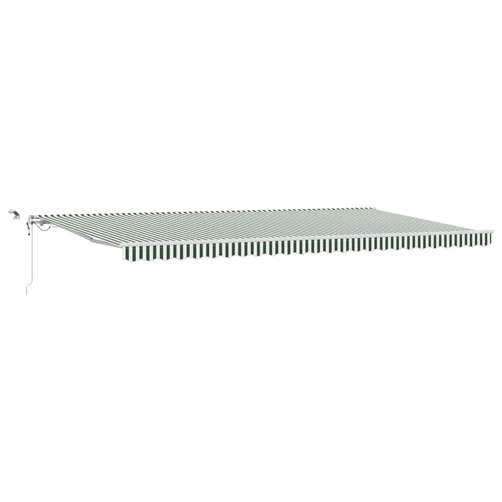 Einziehbare Markise Grün und Weiß 600 x 300 cm Stoff und Metall