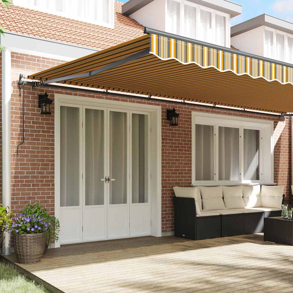 Einziehbare Markise Mehrfarbig 600 x 350 cm Stoff und Aluminium