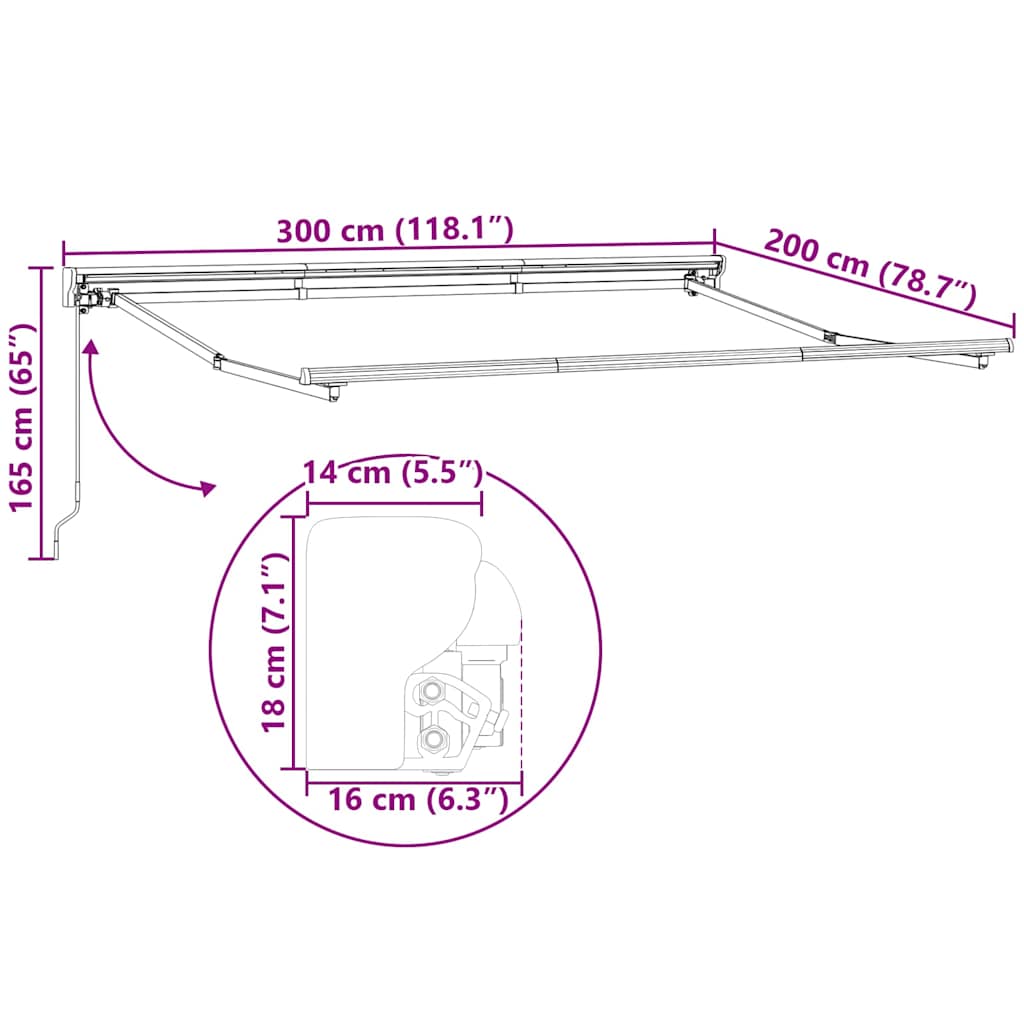 Markisenrahmen Weiß 3 x 2 m Pulverbeschichteter Stahl