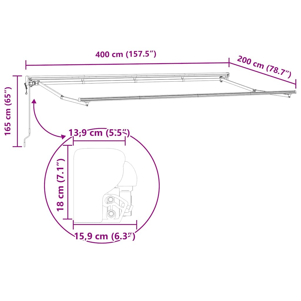 Markisenrahmen Weiß 4 x 2 m Pulverbeschichteter Stahl