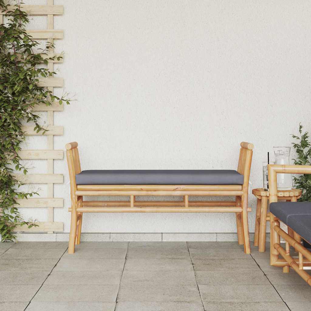 Gartenbank mit Kissen Braun 110 x 38 x 65cm Bambus