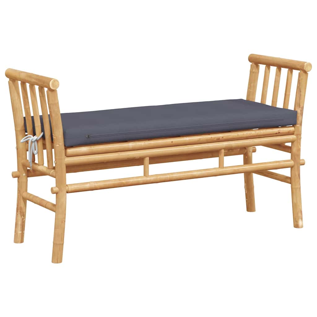Gartenbank mit Kissen Braun 110 x 38 x 65cm Bambus