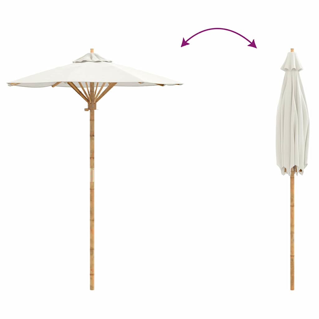Garten-Sonnenschirm Cremeweiß Ø 270 x 260 cm Bambus