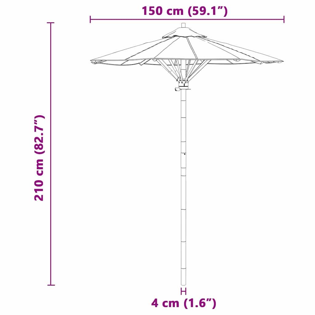 Garten-Sonnenschirm Cremeweiß Ø 270 x 260 cm Bambus