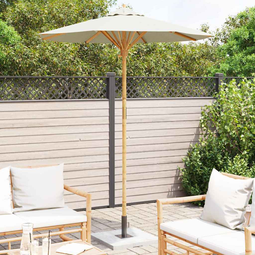 Garten-Sonnenschirm Cremeweiß Ø 270 x 260 cm Bambus