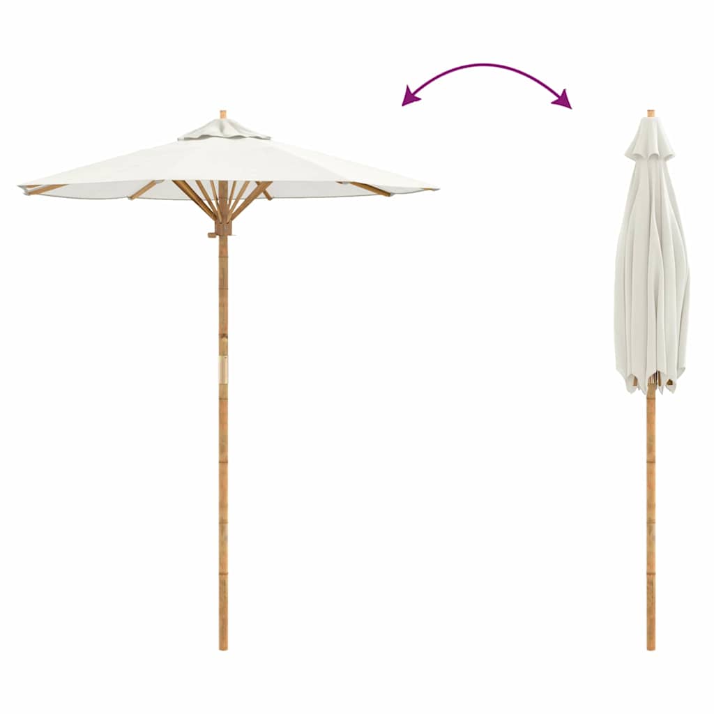 Garten-Sonnenschirm Cremeweiß Ø 270 x 260 cm Bambus