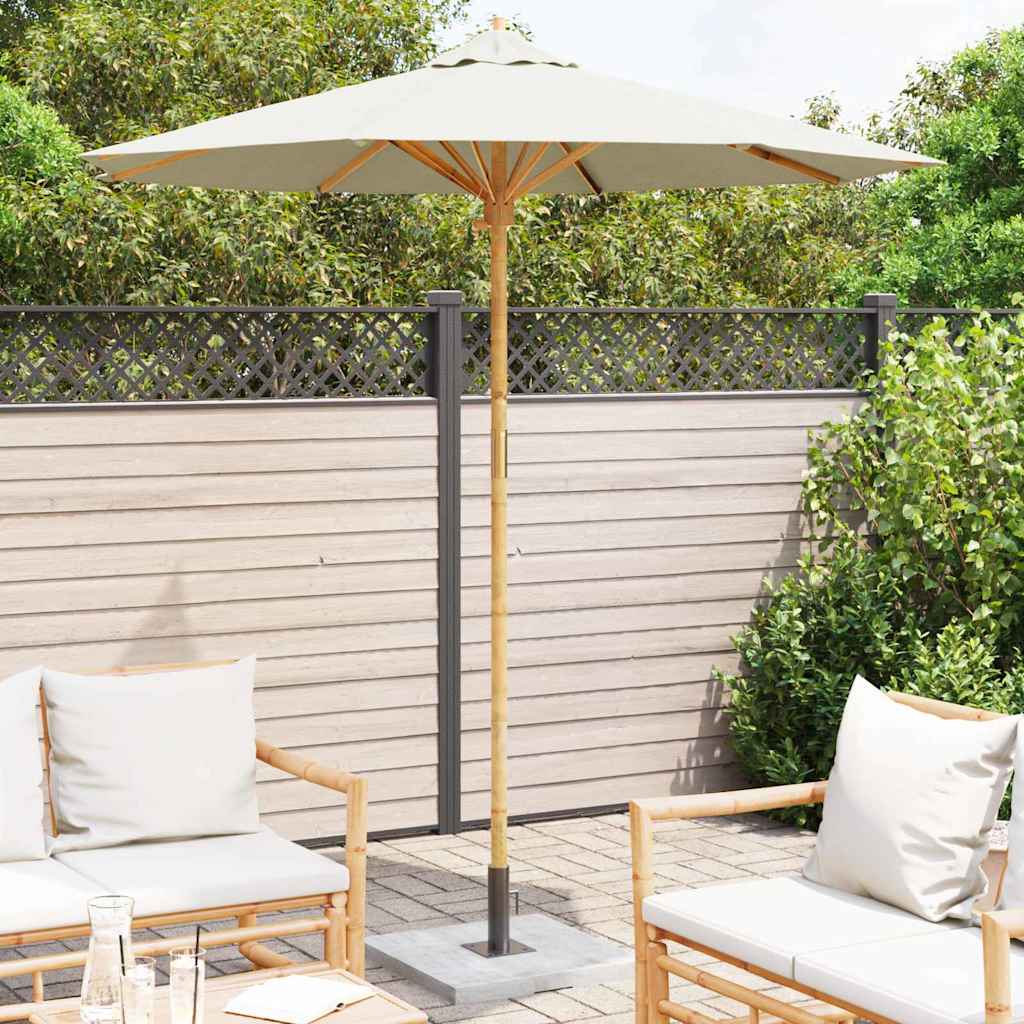 Garten-Sonnenschirm Cremeweiß Ø 270 x 260 cm Bambus