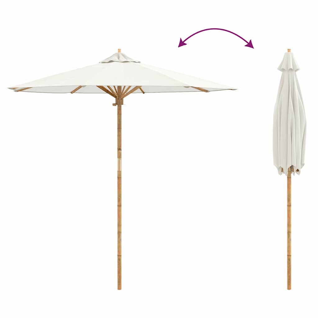 Garten-Sonnenschirm Cremeweiß Ø 270 x 260 cm Bambus