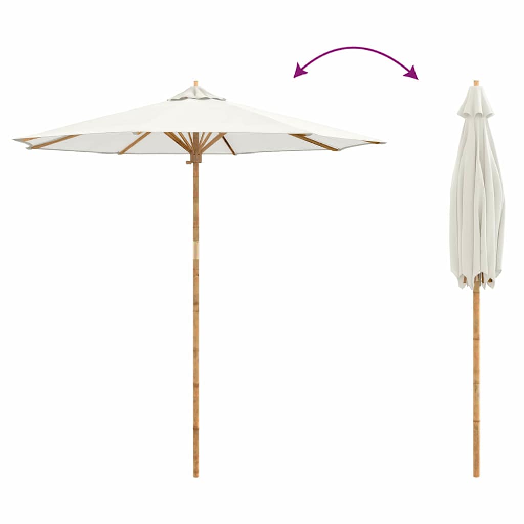 Garten-Sonnenschirm Cremeweiß Ø 270 x 260 cm Bambus