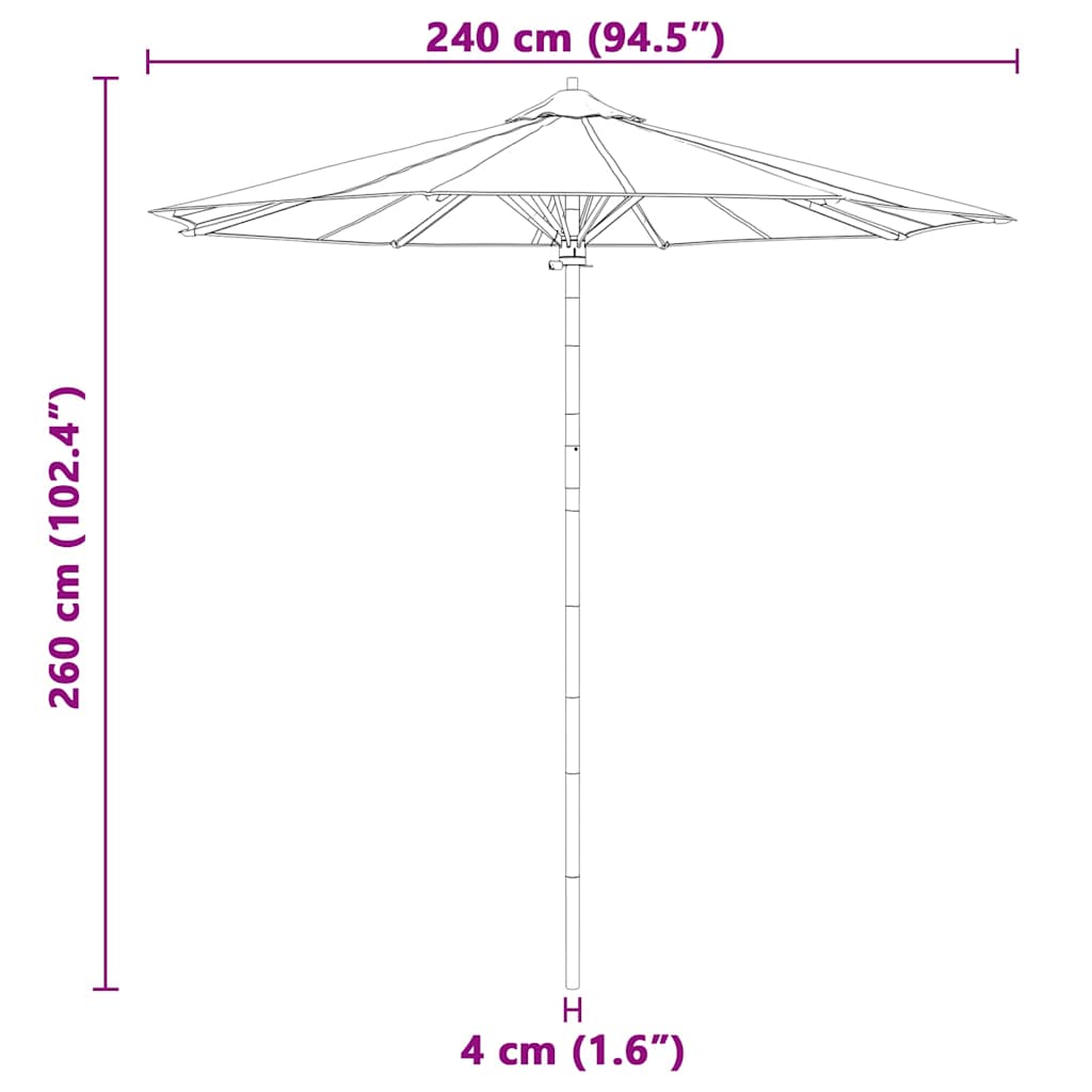 Garten-Sonnenschirm Cremeweiß Ø 270 x 260 cm Bambus